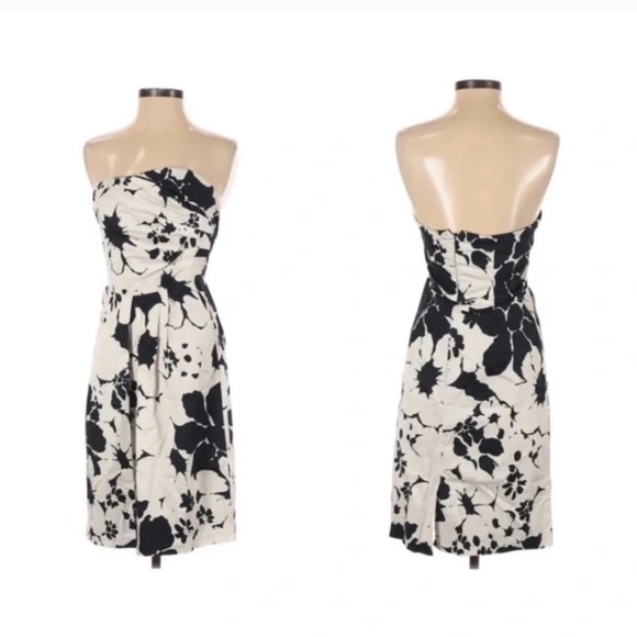 The Limited strapless floral dress black and white with pockets size 2 - Picture 1 of 3